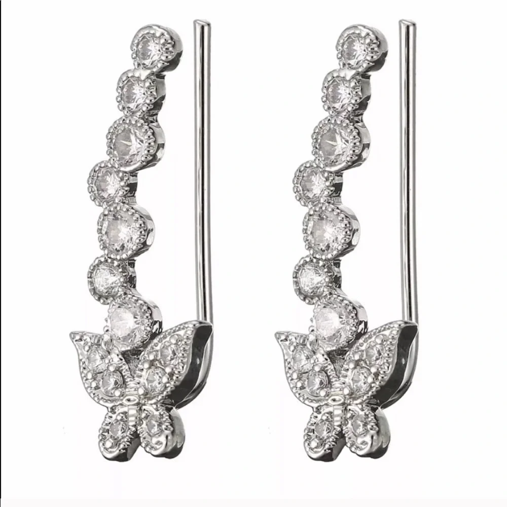 Crystal Butterfly Ear Cuff Earrings - Picture 2 of 5